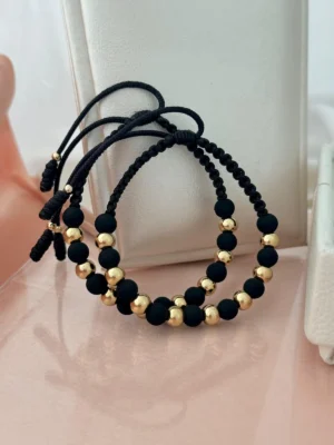 Manilla con balin liso 6mm, tejido macrame