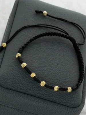 Manilla de balin diamantado italy 5mm denario nudo, tejido macrame