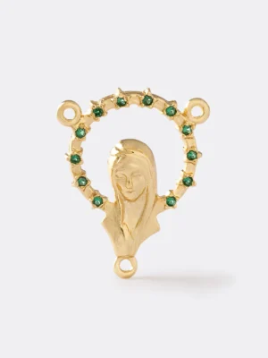 Crucero Virgen Con Circonias Verde