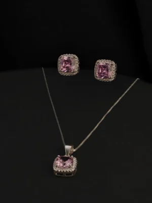 Conjunto Pave Circon Rosado
